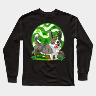 Cardigan Welsh Corgi Dog St Patricks Day Leprechaun Long Sleeve T-Shirt